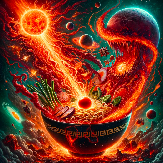 Immagine ambientata nello spazio, versione 1 (ramen)